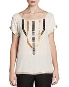 Madison Marcus Beaded Silk Top - Lyst