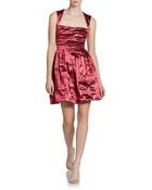 Nicole Miller Metallic Crinkled Satin Dress - Lyst