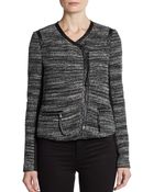 Rebecca Taylor Faux Leather-Trimmed Boucle Jacket - Lyst