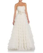 Reem Acra Strapless Tiered Tulle Gown - Lyst