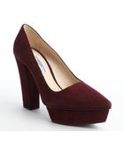 Prada Burgundy Suede Platform Pumps - Lyst