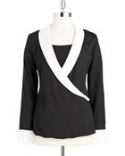 Calvin Klein Tuxedo Drape Front Top - Lyst