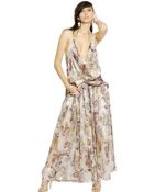 Etro Printed Silk Voile Satin Long Dress - Lyst