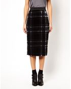 Asos Pencil Skirt In Check Velvet - Lyst