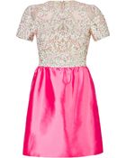 Valentino Silk Embellished Bodice Dress In Ivory And Pink - Lyst