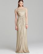 David Meister Gown Metallic Lamé Sequin Mesh Bodice - Lyst