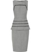 Lela Rose Gingham Wool Peplum Dress - Lyst