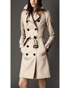 Burberry Long Cotton Gabardine Trench Coat - Lyst