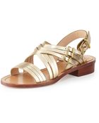 Pour La Victoire Strappy Metallic Flat Sandal - Lyst