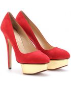 Charlotte Olympia Dolly Suede Platform Pumps - Lyst