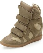 Isabel Marant Beckett Suede Wedge Sneaker Taupe - Lyst