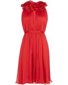 Matthew Williamson Winter Silk Chiffon Ruffle Neck Dress - Lyst