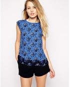 Oasis Floral Pleat Back Tee - Lyst