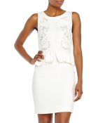 Sandro Embroidered Peplum Dress - Lyst