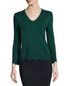 St. John Santana Knit V-Neck Pullover - Lyst