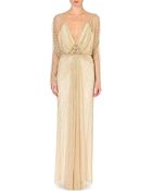 Jenny Packham Embellished Long-sleeved Gown - Lyst
