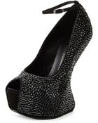 Giuseppe Zanotti Crystal Peep-Toe Cantilever Wedge - Lyst