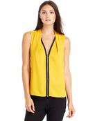 Kenneth Cole Floriane Zip Front Blouse - Lyst