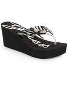 Guess Syona Zebra-Print Bow Platform Wedge Sandals - Lyst
