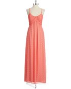 Jessica Simpson Polka Dot And Ruched Maxi Dress - Lyst