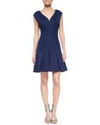Zac Posen Cap-Sleeve Pleated Dress - Lyst