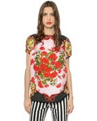 Dolce & Gabbana Floral Printed Silk Twill Top - Lyst