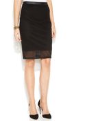 Inc International Concepts Petite Faux-Leather-Trim Mesh Pencil Skirt - Lyst