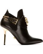 Versace Black Leather Boot With Gold Medusa - Lyst