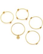 Tory Burch Logo Bangle Set - Shiny Gold - Lyst