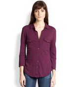 James Perse Jersey Button-Front Shirt - Lyst