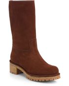 Prada Suede Mid-Calf Boots - Lyst