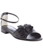Fendi Black Leather Flower Detail Anklestrap Sandals - Lyst