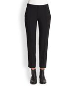 Vince Pintuck Leather Tab Crop Pants - Lyst