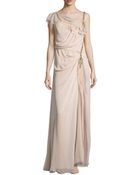 Carolina Herrera Draped Ruched & Embellished-Side Gown - Lyst
