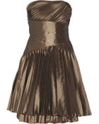 Halston Heritage Pleated Metallic-Taffeta Mini Dress - Lyst
