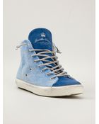 Leather Crown Distressed Hi-Top Sneaker - Lyst