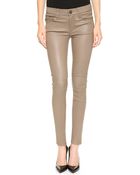Current/Elliott The Ankle Skinny Stretch Leather Pants - Fawn - Lyst