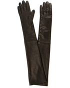 Alexander McQueen Black Leather Long Gloves - Lyst