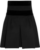 Alexander McQueen Velvet-Paneled Stretch-Wool Mini Skirt - Lyst