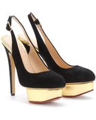 Charlotte Olympia Dolly Suede Slingbacks - Lyst