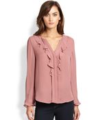 Joie Jayanne Silk Ruffled Blouse - Lyst
