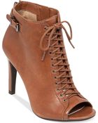 Jessica Simpson Erlene Lace Up Booties - Lyst