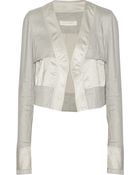Donna Karan New York Cropped Satin And Stretch-Twill Jacket - Lyst