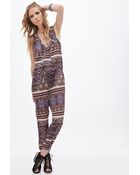 Forever 21 Abstract Printed Surplice Jumpsuit - Lyst