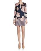 Diane von Furstenberg Reina Silk Long Sleeve Shift Dress - Lyst