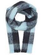 Maison Scotch Plain Wool Checked Blue Scarf - Lyst