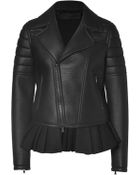 Neil Barrett Leather Biker Jacket With Layered Peplum - Lyst