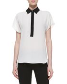 Michael Kors Bicolor Silk Georgette Popover Top - Lyst