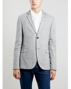 Topman Grey Wool Blend Skinny Fit Blazer - Lyst