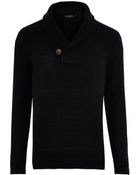 River Island Black Shawl Neck Knitted Jumper - Lyst